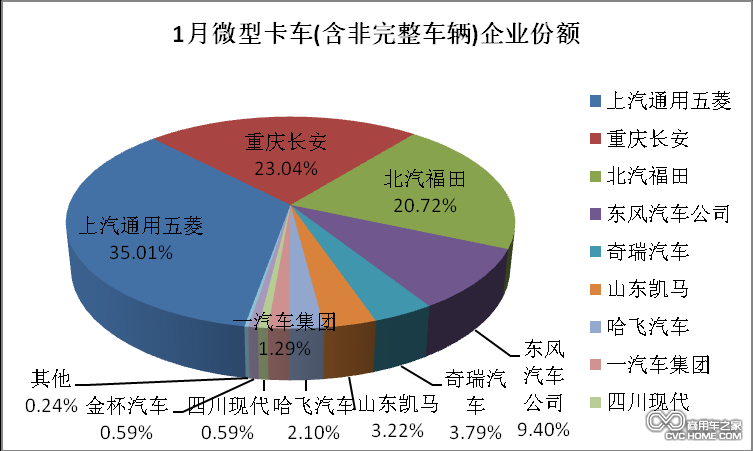 1月微型卡車企業(yè)份額