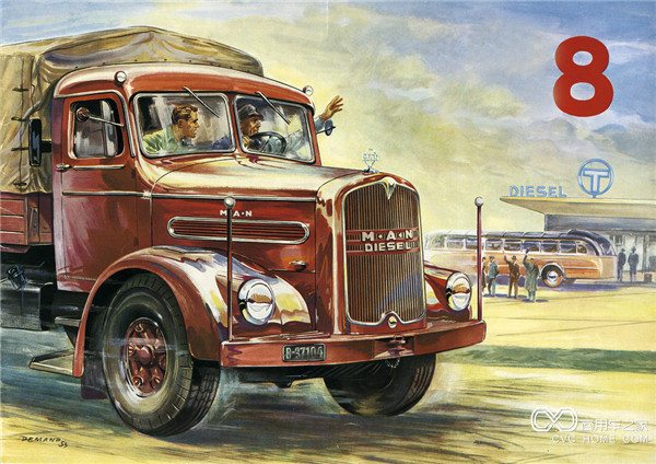 1951年,匹配了V8發(fā)動機的曼恩F8卡車，可達180 馬力。.jpg